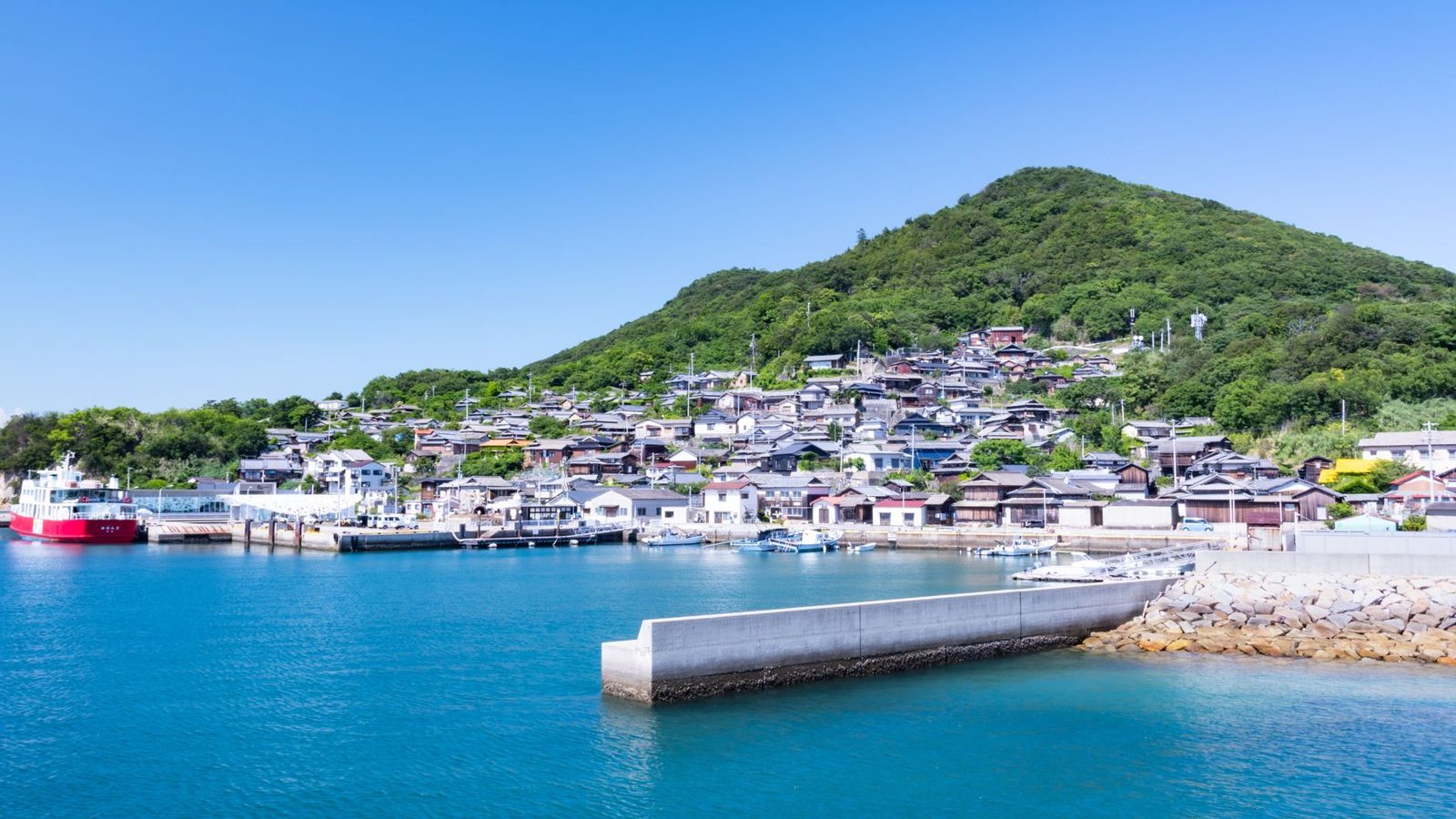 南房総の漁村と小浦港の全景